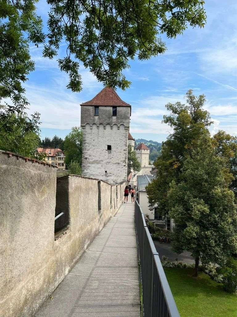 View of the walkway at the top of the Museeg Tower wall