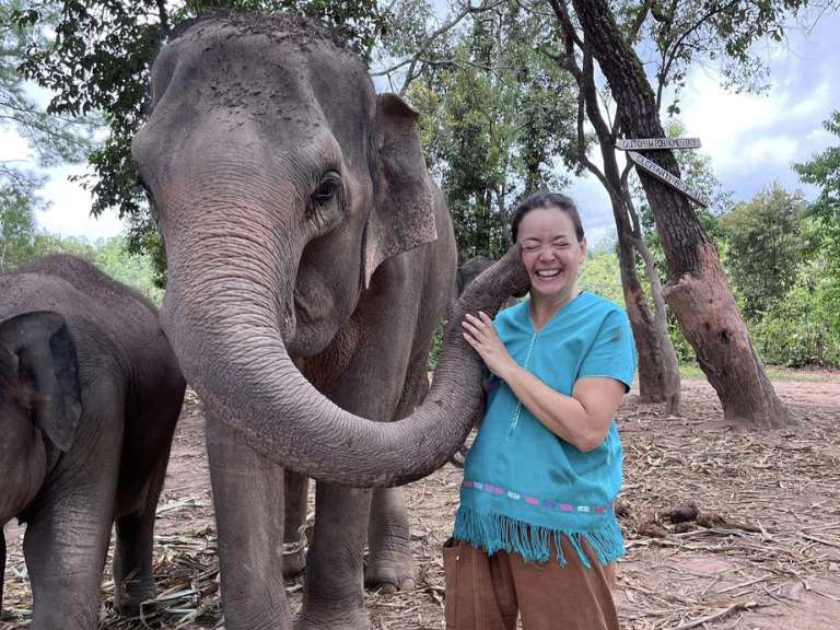 Being kissed by an elephant