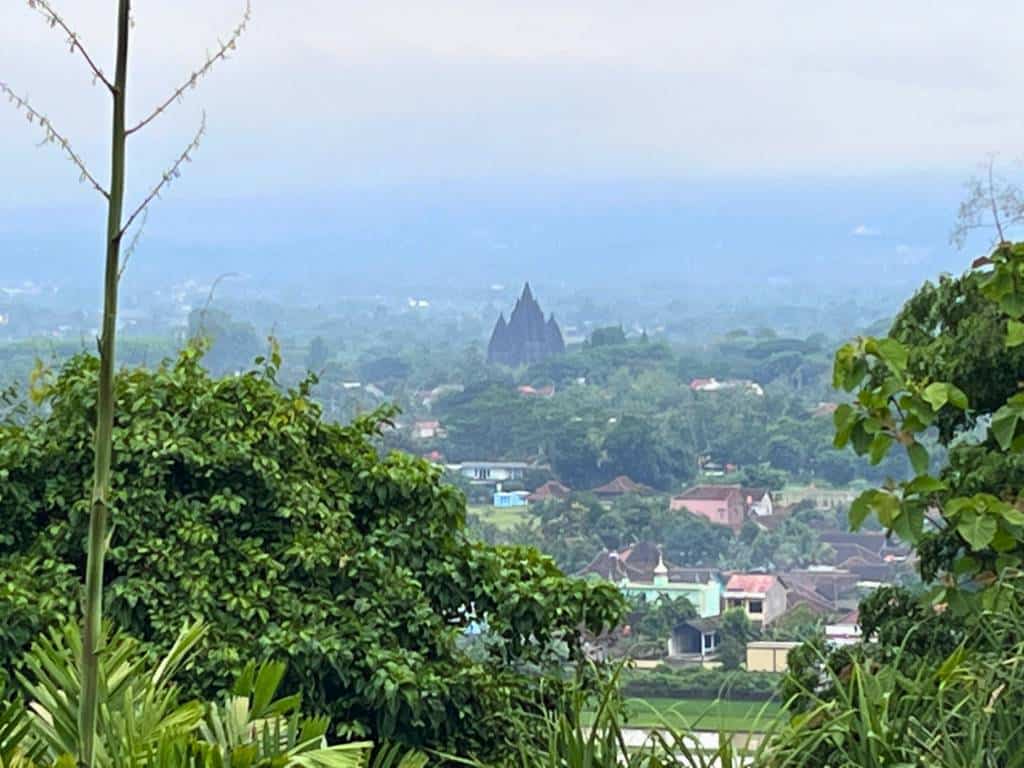 View of Prambanan Temple from the distance