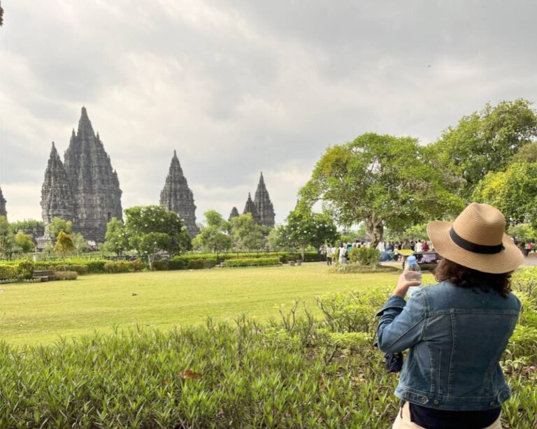 Taking a picture of Prambanan Temple