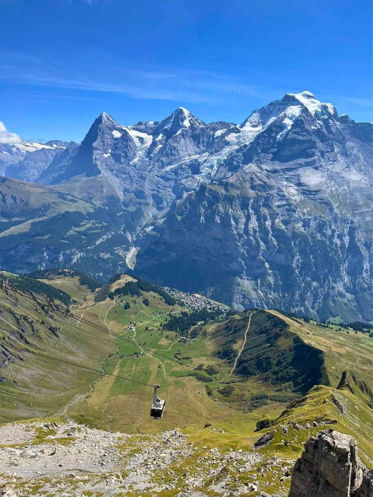 gondola passing over the swiss alps