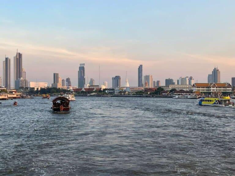 Bangkok skyline from a river taxi