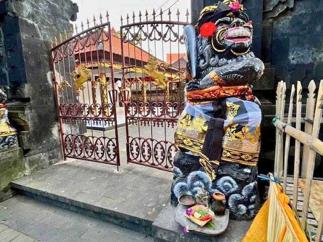 Balinese offering at temple entrance