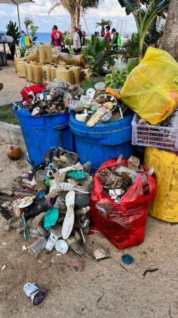 Pile of trash on beach