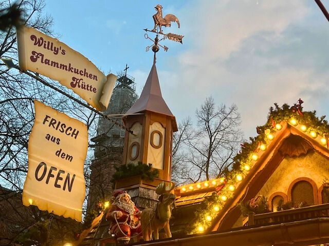 Christmas market Flammkuchen stall