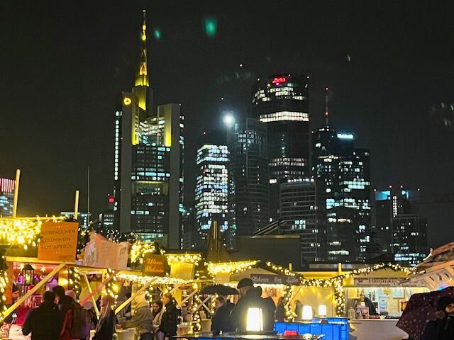 Frankfurt Christmas Market Parking Garage Skyline View