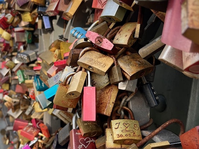 Love locks on bridge