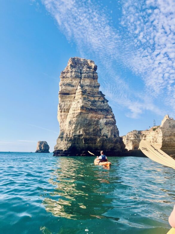 lagos rock formation and kayak
